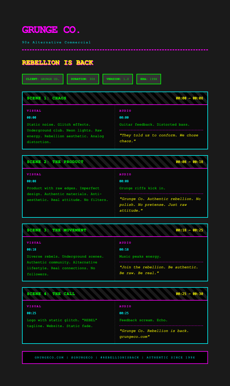 Retro 90s grunge commercial script